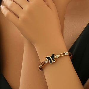 Butterfly Crystal Metal Circle Fashion Bracelet
