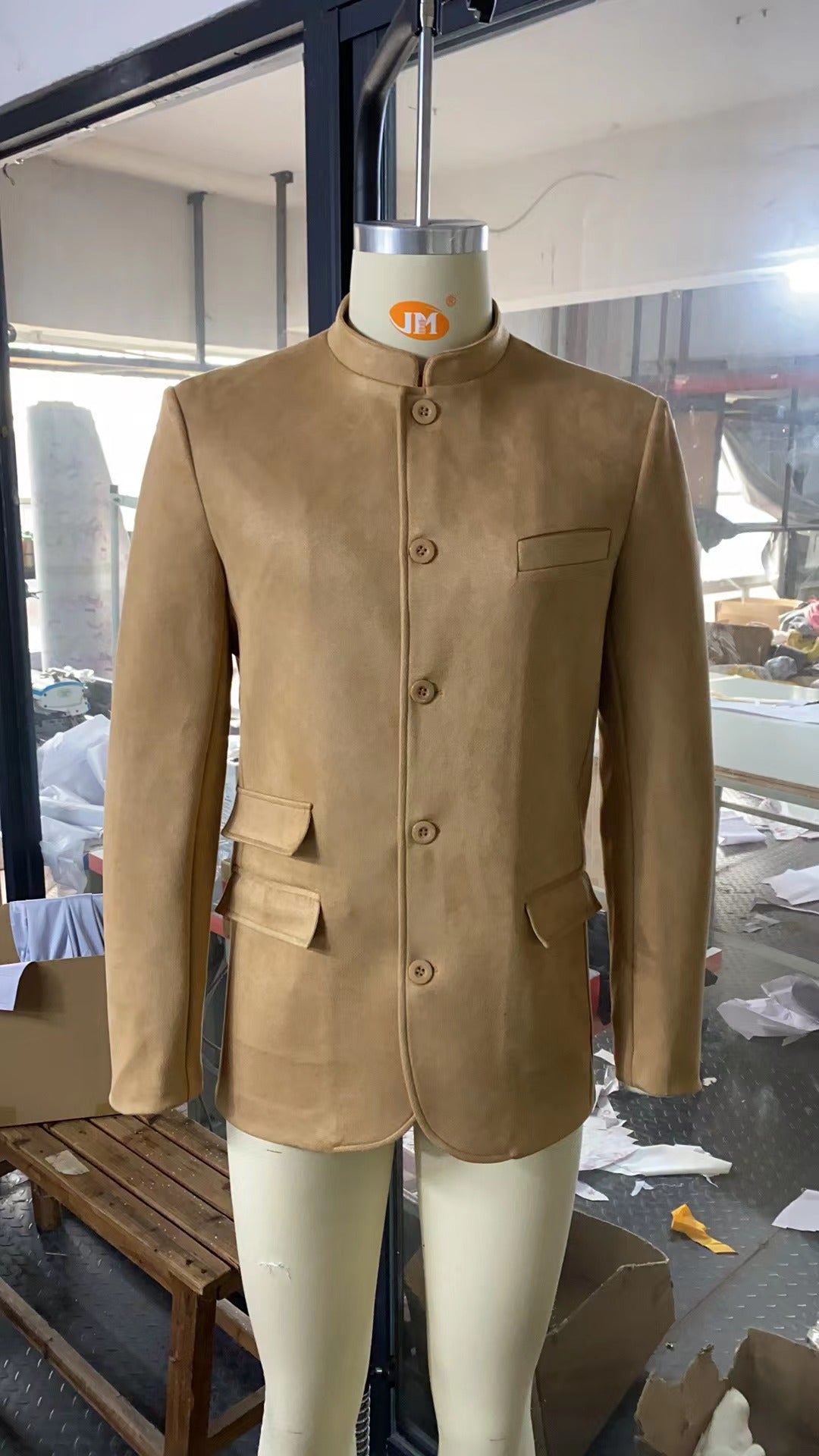 Men's Business Casual Suit Jacket Autumn Winter Fashion Commuter Daily Basic Blazer Solid Stand Collar Jacket Men's Clothing