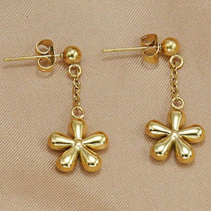 18K Gold Plated Floral Necklace Drop Earrings