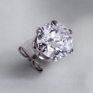 Pair of 316L Surgical Steel Clear round CZ Stud